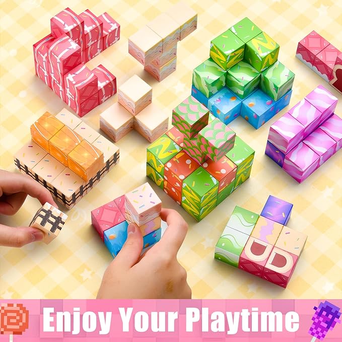 Magnetic Blocks 100PCS Magnetic Building Blocks for Kids, Candy Castle STEM Sensory Toys for Toddler,Christmas Birthday Gifts for Girls 4 5 6 7 8 Years Old