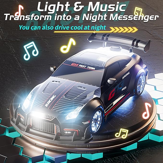 RC Drift Car 2.4GHz 1:16 Scale Remote Control Cars Vehicle with Bodylight &Spray &Music, Remote Control Cars for Kids Boys Girls Age 4-7 8-12 13 14 Year Old, Birthday Ideas