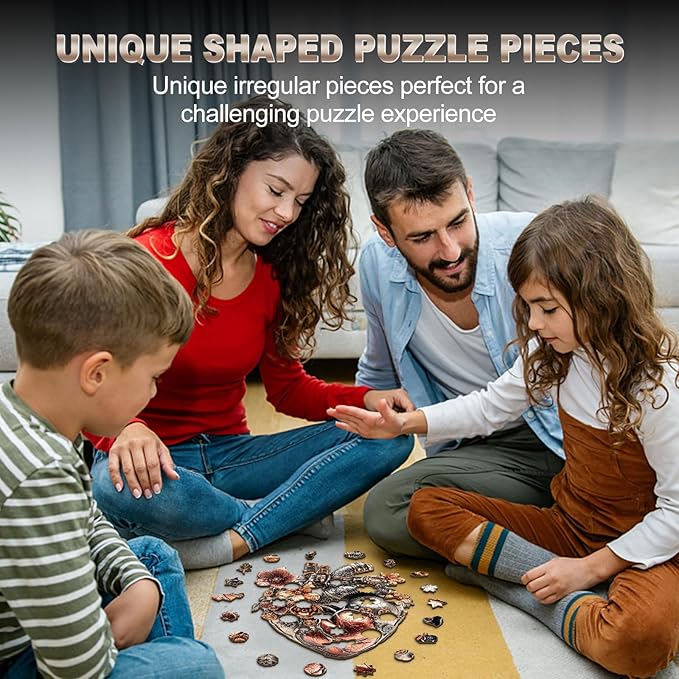 KAAYEE Wooden Puzzles for Adults, 90 Pieces Mechanical Heart Wooden Jigsaw Puzzles for Adult, Unique Shaped Wood Puzzle Gifts for Adults Kids Advanced Heart Puzzle (8.9 * 7.1 in)