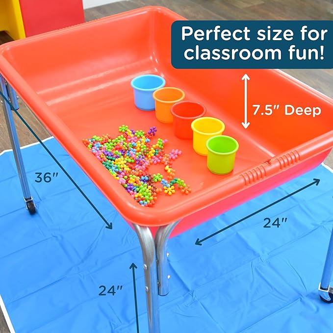 Children's Factory 24" Large Sensory Table, Portable Sandbox, Water Table for Kids, Red
