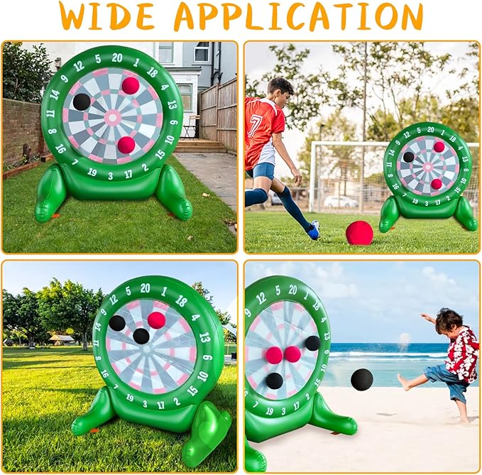 6.4FT Giant Kick Darts Games, Jumbo Outdoor Soccer Target Dartboard with Soccer Balls and Air Pump, for Yard Lawn, Yard Outdoor Games Family Kids Frends Big