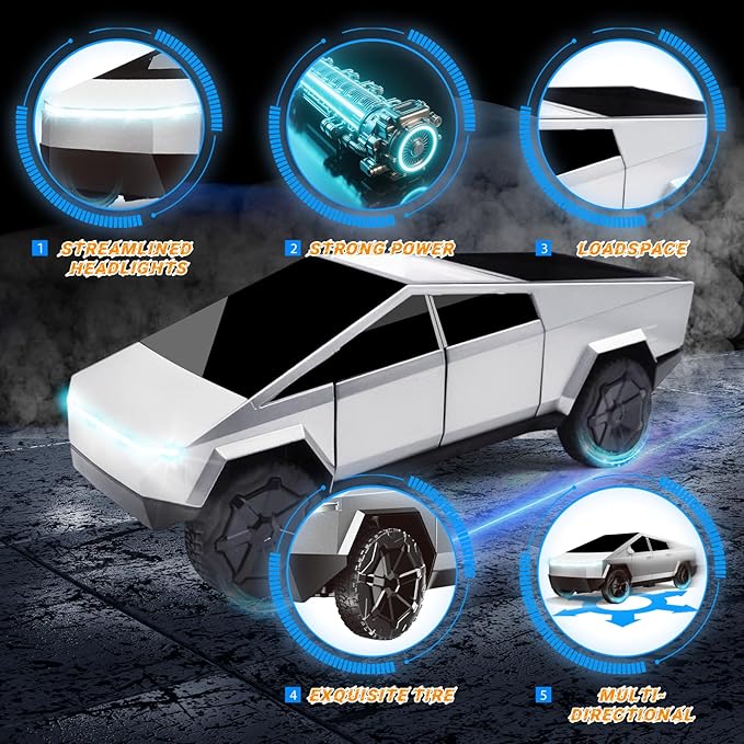 LITTCO 1:14 Remote Control Car Pick-up Truck, High Speed RC Car with Light and Loadspace, 3 RC Methods, Wireless RC Cars for Kids, Gifts for Kids, Boys and Girls