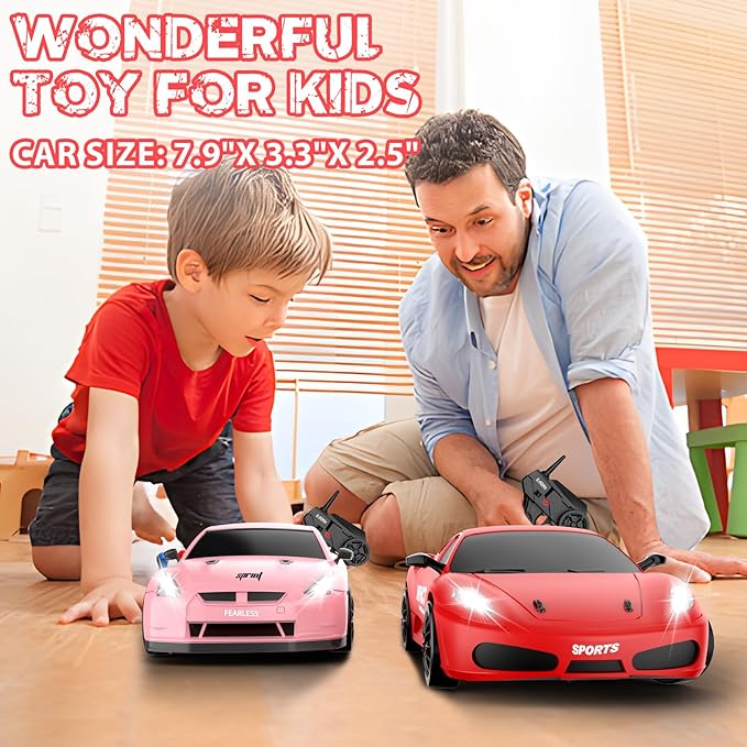 RC Drift Car, 2.4ghz 1/24 High Speed Remote Control Car RC Cars Drifting RC Car Racing Car Model Vehicle, 4WD Fast Drifting Toy Car with LED Lights for Boys Girls Adults (Red)
