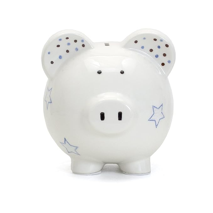 Child to Cherish Ceramic Piggy Bank for Boys, Blue Star