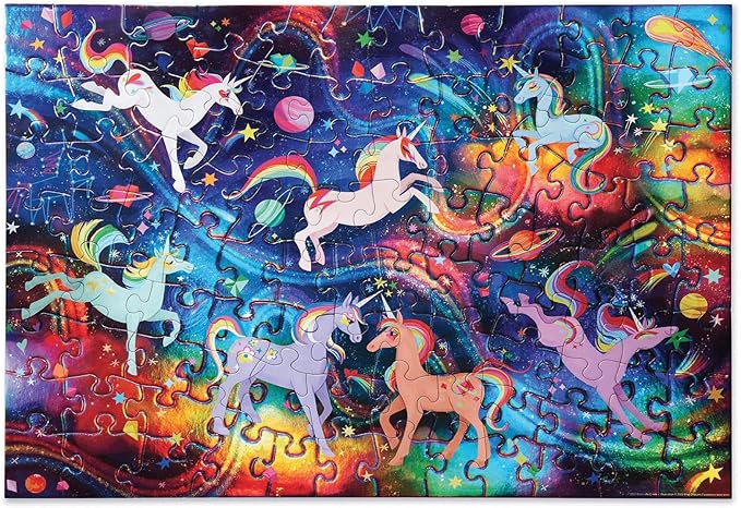 Crocodile Creek 100-Piece Jigsaw Puzzle for Kids Ages 5 and Up - Fun and Educational Table or Floor Holographic Foil Puzzle - Heavy-Duty Box for Storage - Unicorn Galaxy - 24" x 18" Finished