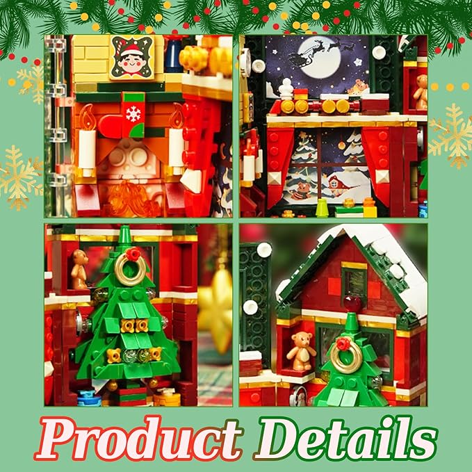 Christmas Expandable Fairytale Books Toys Building Blocks Sets. Christmas Trees, Trains, Fireplaces for Sons, Grandchildren, Nieces, Building Toys for Christmas, Birthday, New Year Gifts-526 PCS