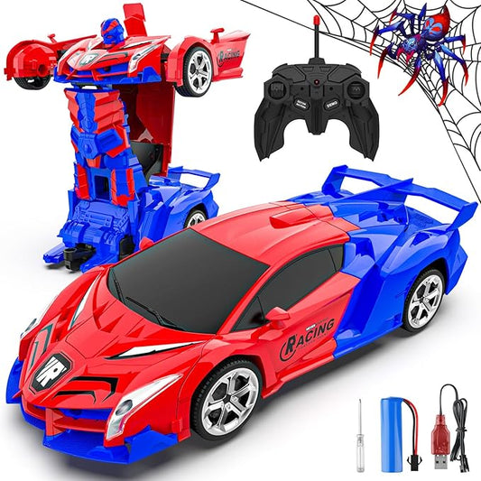 Transform Remote Control Car for Boys 4-12, 1:18 Scale RC Car, One-Button Deformation 360 Rotation Robot Toy, Kids Toys for 3-12 Years Old, Gift