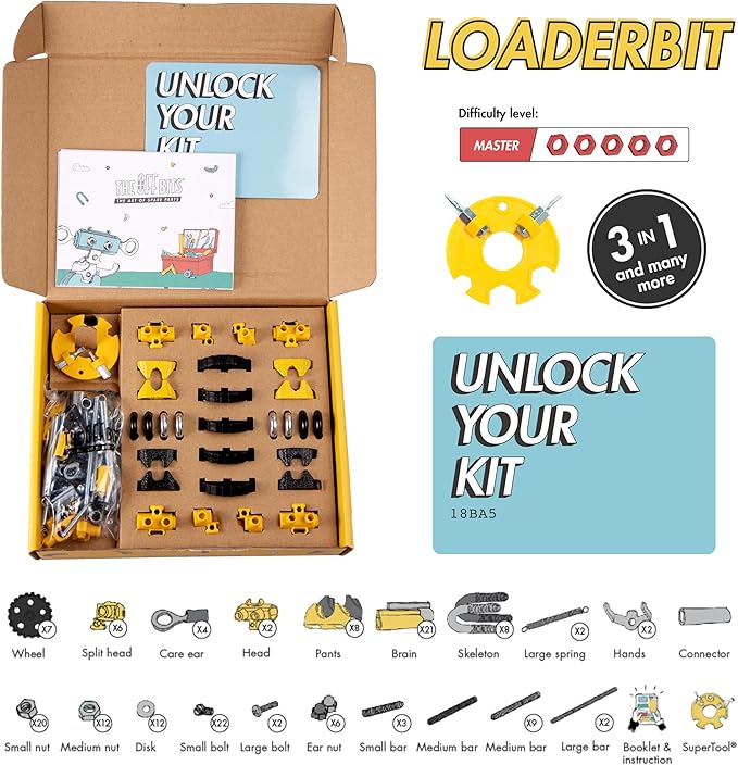 The Off Bits Build Your Own Excavator Toy, 150+ Pcs Vehicle Construction Toys, LoaderBit Educational Stem Building Toys, STEAM Gift for Kids, Engineering Kit for Kids 8 9 10 11 12 Years Old