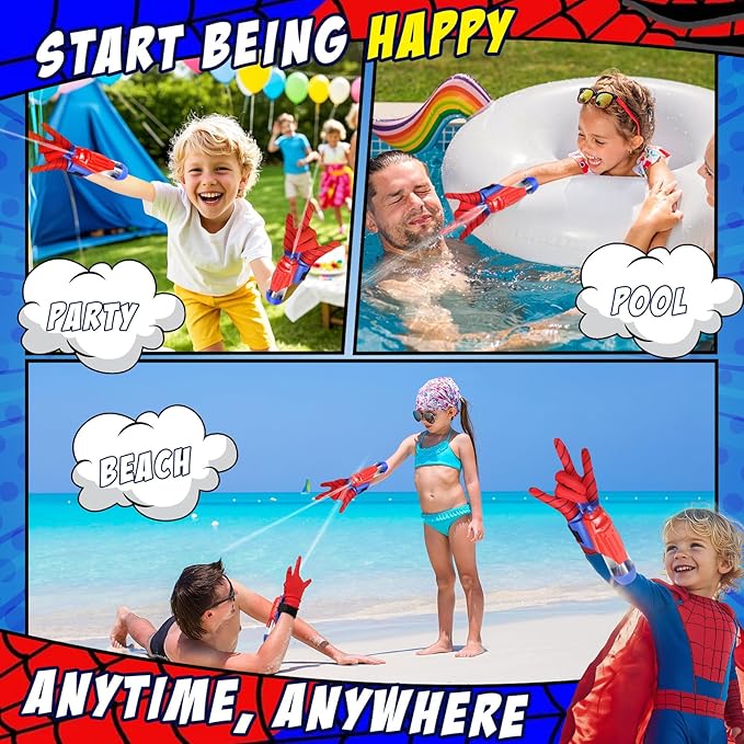 Spider Water Gun for Kids: Spider Web Shooter Automatic Water Blaster for Kids, Electric Wrist-Mounted Superhero Squirt Toy, Superhero Role-Play Toy for Outdoor Summer Fun, Blue