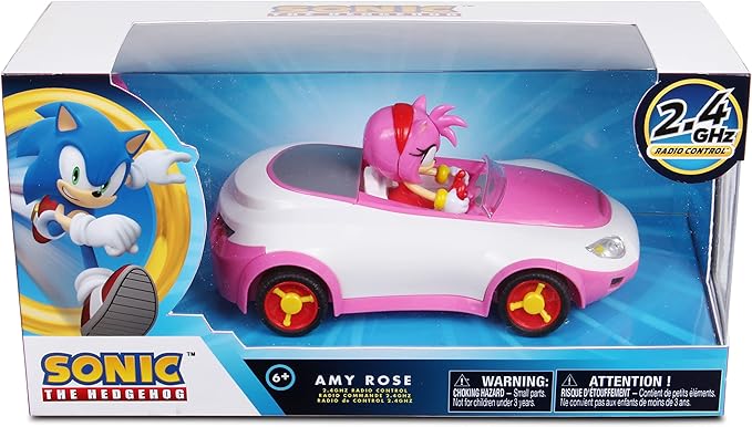 Sonic Team Racing RC: Amy Rose - NKOK (683), 1:28 Scale 2.4GHz Remote Controlled Car, 6.5' Compact Design, Officially Licensed Sega The Hedgehog, Battery Powered, Ages 6+
