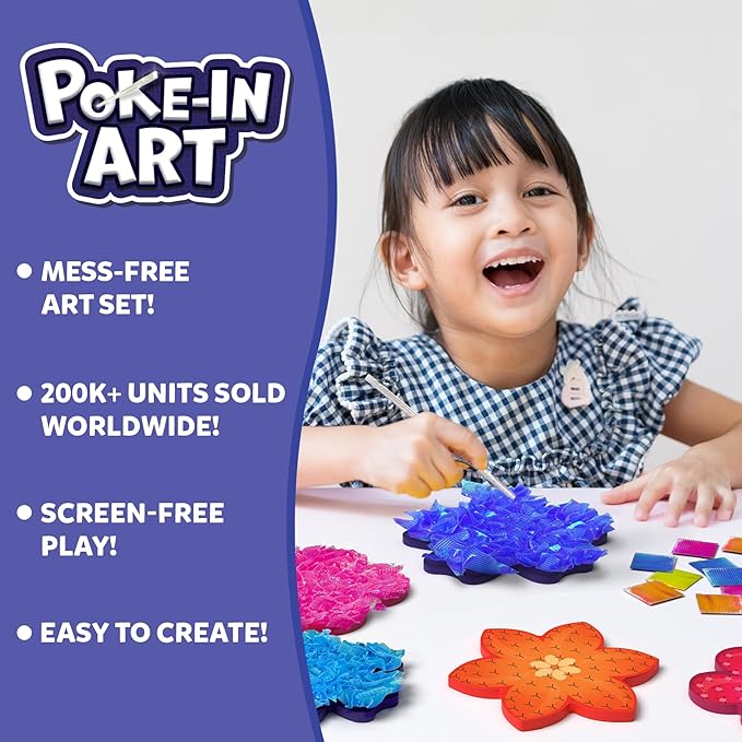 Skillmatics Poke-in Art - Flower Bouquet, Mess-Free Fun for Kids, DIY Wood Craft Kits, Creative Activity, Gifts for Girls & Boys Ages 4, 5, 6, 7, 8, 9