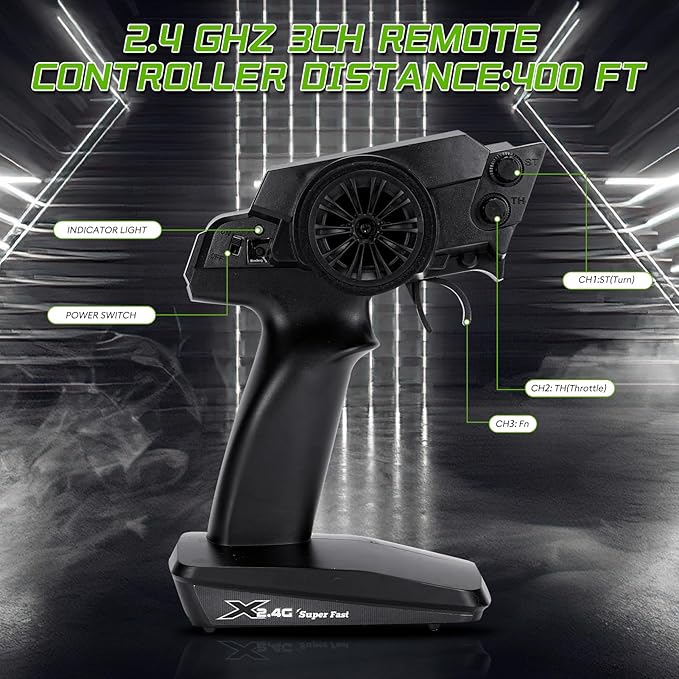 1:10 Off-Road All Terrain Remote Control Car, RC Truck, 43 Km/H High Speed 4WD Electric RC Cars with 2.4 GHz Remote Control and 2 Lipo Batteries for Kids Adults Boys Gifts