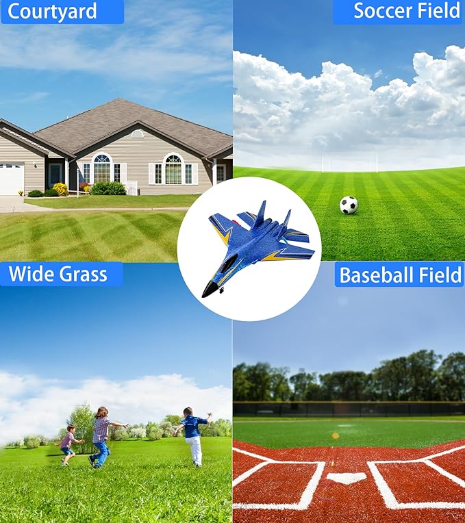 Remote Control Airplane for Kids, 2 Channels Foam RC Planes Wireless Toy,Hobby RC Glider Aircraft Gifts for Beginners Boys Girls Adult Blue