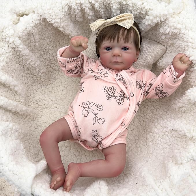 RXDOLL Realistic Reborn Baby Dolls Girl 19 inch Soft Body Lifelike Preemie Babies Real Looking Newborn Baby Doll Life Size Vinyl Cloth Dolls for Children Best Gifts