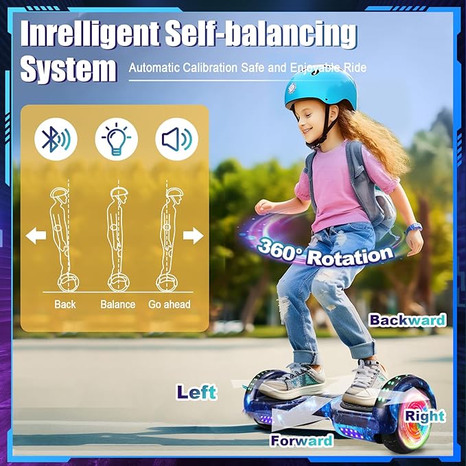 Self Balancing Scooters with Bluetooth & Corlorful LED Lights, Gifts for Kids & Adults & Girls & Boys, for All Ages