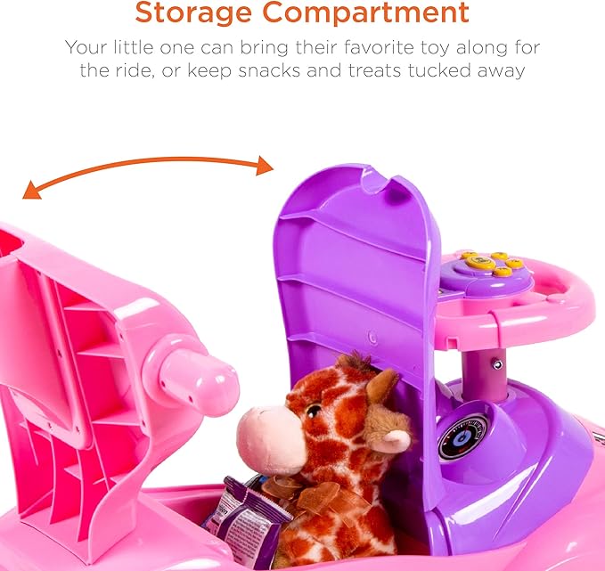 Best Choice Products Kids 3-in-1 Push and Pedal Car Toddler Ride On w/Handle, Horn, Music - Pink
