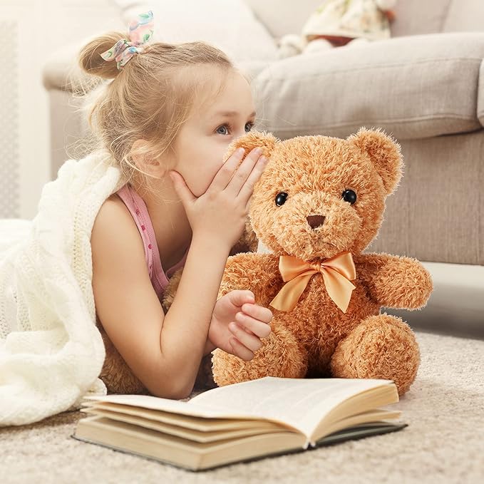 Lenwen 30 Pcs Bear Stuffed Animal Plush Bulk 12 Inch Brown Small Bear Plush Toy Cute Soft Stuffed Bears Doll for Boy Girl Cuddling and Playing Baby Shower Birthday Party Gifts