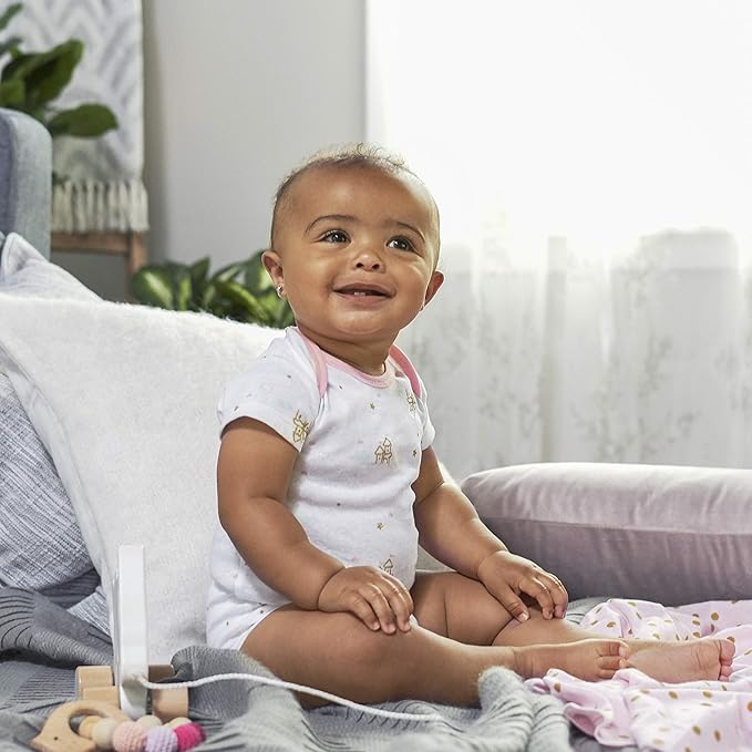 Gerber Baby Girls' 5-Pack Short Sleeve Variety Onesies Bodysuits