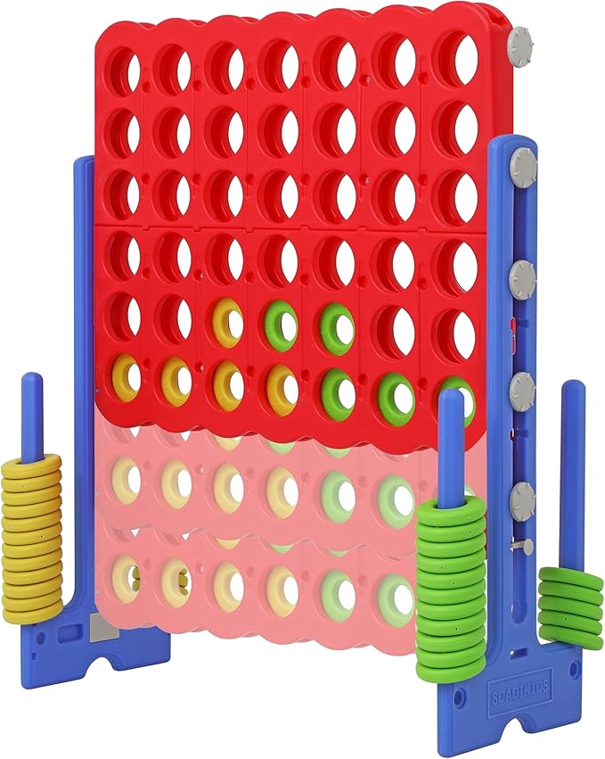 SDADI Jumbo 4 in a Row Game, 4-to-Score Giant Game Set with Adjustable Height (2.5-3.5 FT) for Kids & Adults, Indoor/Outdoor Connect Game with Quick-Release Slider, Perfect for Family and Party Games