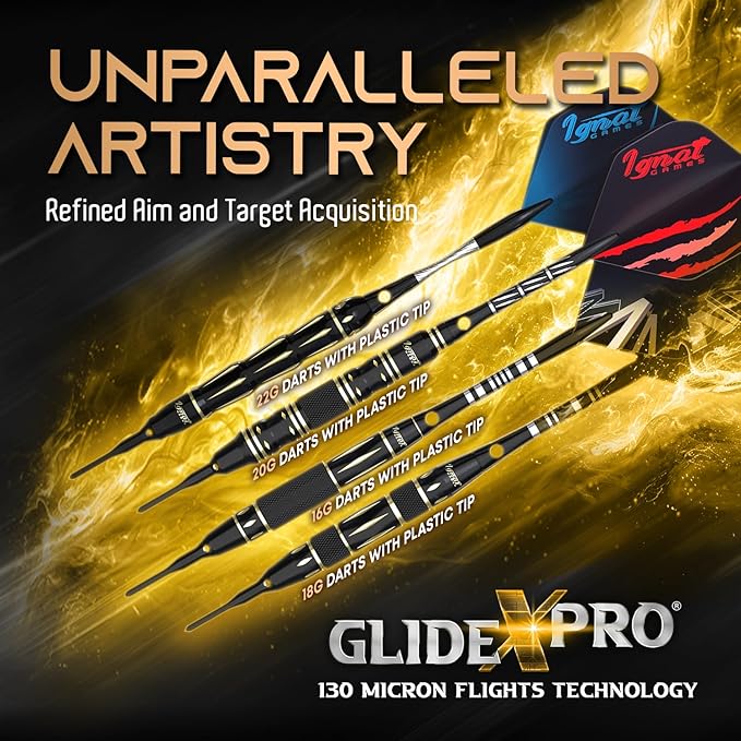 IgnatGames Darts Plastic Tip Sets - 6/12 Pack Soft Tip Darts for Electronic Dartboard with Brass Barels and Aluminum Shafts - 100 Extra Tips and 16 Flights, Wrench & Innovative Case