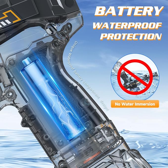 2 Pack Electric Water Guns,Auto Watergun Soaker Blaster with Muzzle Lights,Squirt Gun Long Range 23-32 FT,Outdoor Party Water Shooting Game Toy with 4 Batteries,Ideal Summer Gift for Kids & Adults.