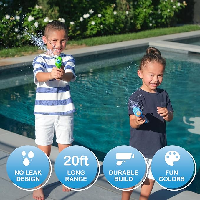 Water Squirt Gun - High Velocity Easy Refill Toy Water Gun - Water Guns for Kids - Water Pistols for Kids - Water Gun Set - Squirt Guns (12, Mix 12 Colors)