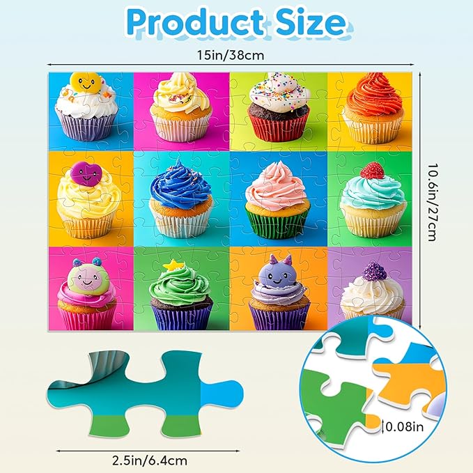 100 Piece Animal Portraits and Donuts Puzzles for Kids Ages 4-10 - Large Educational Jigsaw Puzzles for Seniors - 4-Pack