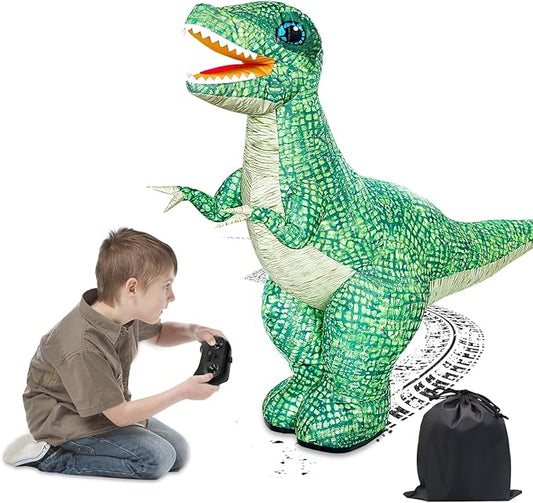 Dinosaur Inflatable Remote Control Toy for Kids, Electric Dinosaur Toy with 360°Rotation, Rechargeable T-Rex RC Walking Car for Boys & Girls, Christmas Birthday Gifts for Kids Age 6-12