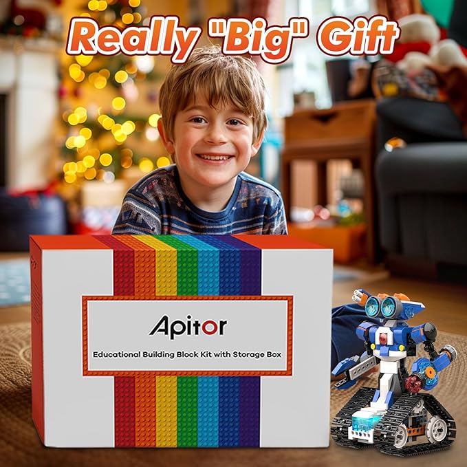Robot J Smart Robot Building Kit with Storage Box, Programmable App RC Robot/Tank with Coding Game, Christmas Gifts for 7 8 9 10 11 12 Years Old Kids