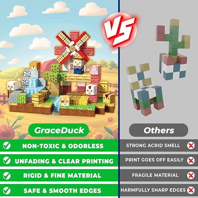 Magnetic Blocks - 150 PCS Build Magnetic Farm Animal Homes - Magnetics Toys for Montessori Toddler Christmas Birthday Gifts - STEM Sensory Toys for 3 4 5 6 7 8 9 10 Year Old Boys & Girls