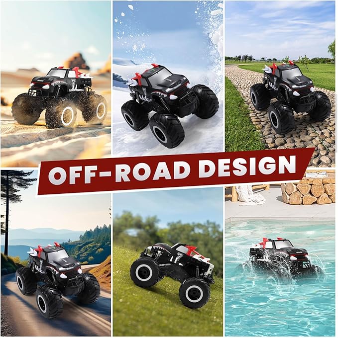 Remote Control Car 1:16 All Terrain Remote Control Monster Truck 2.4Ghz Waterproof Off-Road RC Car 360° Rotation 4WD Amphibious RC Truck Kids Beach Pool Toys Birthday Gifts for Boys Girls Age 6 7 8-12