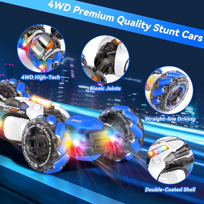 Gesture Sensing RC Stunt Car, 360° Rotating 4WD Remote Control Transform Hand Controlled Car - Fun Birthday Gifts for Kids Boys and Girls (Ages 5-13)