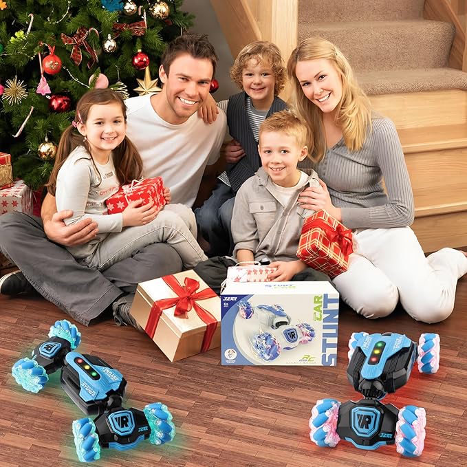 Remote Control Car for Boys: - RC Car Toys Rechargeable Transformers RC Drift Truck with Music Light Gesture Sensing Stunt Truck 360° Rotation Hand Controlled Toy Christmas Birthday Gifts for Kids