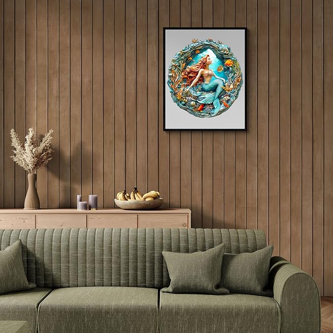 KAAYEE Wooden Puzzles for Adults, 200 Pieces Wooden Jigsaw Mermaid Puzzles for Adult Wood Puzzle Gifts for Children Teen Kids Home Decor Mermaid Puzzles(11.4 * 11.4in)