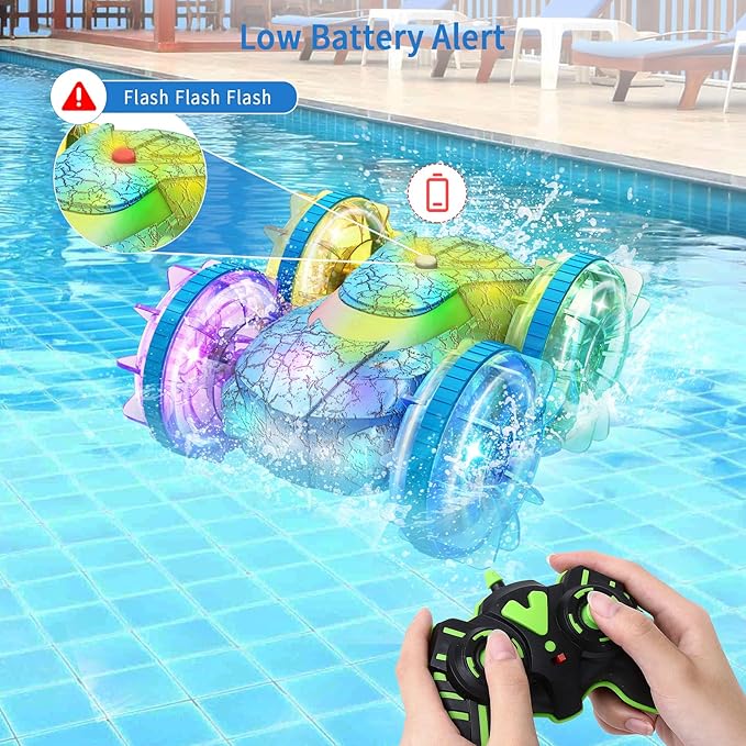 Amphibious Remote Control Car Boat,2.4Ghz 360° Rotation Gesture Sensing Stunt RC Cars,4WD Waterproof Rc Trucks,Water Beach Pool Toys for Kids Ages 6-12,Toys Gifts for Boys and Girls