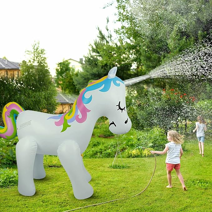 Float Joy Sprinkler for Kids Unicorn Water Sprinklers Inflatable Toys for Outdoor Play Summer Yard Kids and Adults Party Decoration