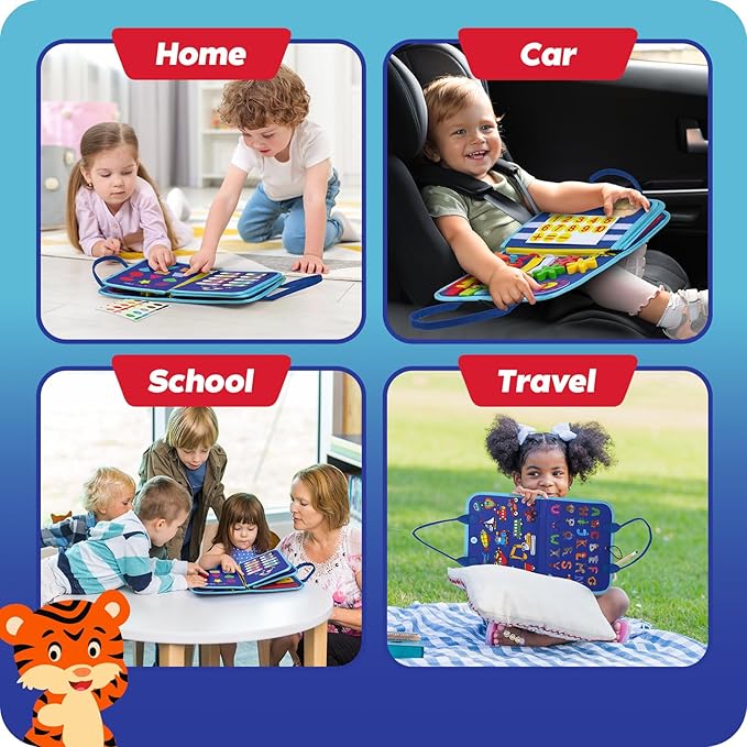 INKLAB Busy Board for 3 Year Old, Montessori Toys for 1-3 Year Old, Toddler Learning Toys Ages 2-4, 3 Year Old Boy Birthday Gift, Busy Board for Toddlers 3+