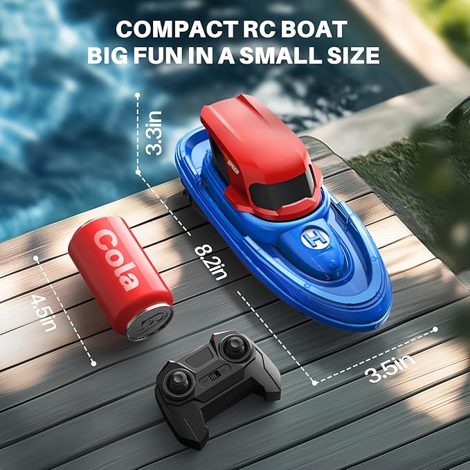 SYMA 2 Pack RC Boats for Kids 8-12, Remote Control Racing Boat Set for Pool with LED Lights,40 Mins Playtime(2 Batteries) and One-Key Water Spay, Summer Gifts Toys for Boys and Girls