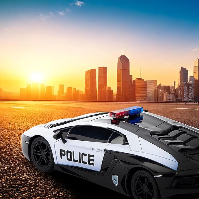 CMJ RC Cars Lamborghini Aventador LP700-4 Police Car Officially Licensed Remote Control Car 1:24 Scale Working Lights 2.4Ghz