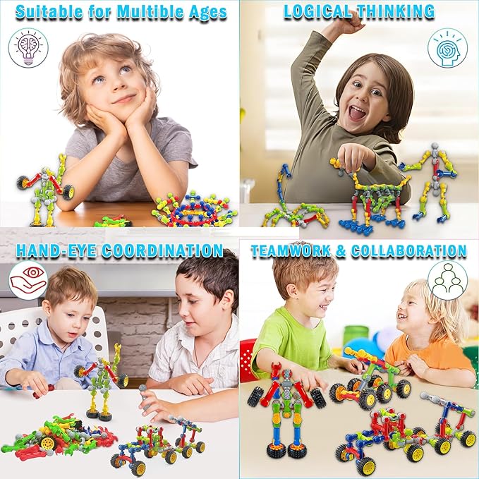 Stem Building Toys for 3 4 5 6 7 8 Year Old Boys Girls Kids,125 Pieces Building Blocks Educational Learning Toys with Large Storage Box,Ideal Christmas Birthday Gifts