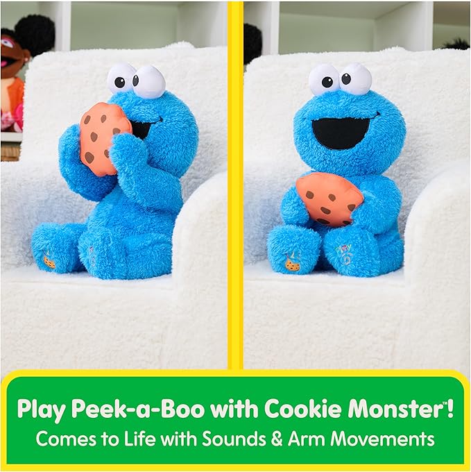 GUND Sesame Street Official Peek-a-Boo Cookie Monster Plush, Stuffed Animal Sensory Toy for Babies and Toddlers, Ages 1 and Up, Blue, 11”