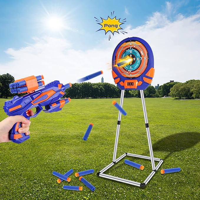 Shooting Target for Nerf w/Toy Guns and Foam Darts, Upgrade Digital Shooting Game with Touch Screen Practice Target, Electronic Scoring Targets for Nerf Gun for Kids Aged 5 -13 Boys, Girls