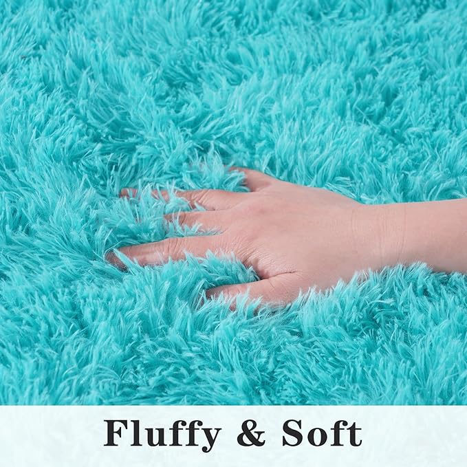 Super Fluffy Area Rug for Bedroom, Modern Shag Blue Area Rugs, Soft Plush Small Carpet for Kids,Girls Boys and Teens Decorations for Living Room Dorm Nursery Classroom, 6x9 Fee