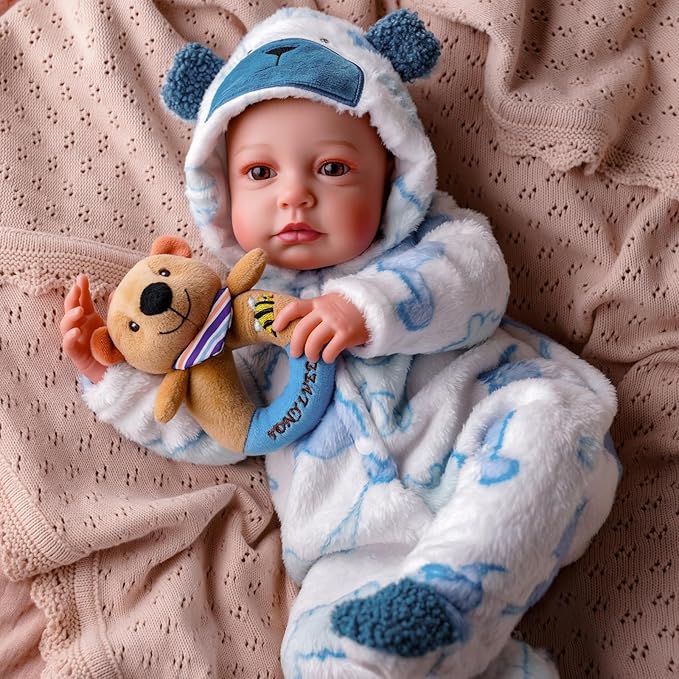 BABESIDE Lifelike Reborn Baby Dolls Boy, 20 Inch Realistic Doll for Boy Newborn Real Life Poseable Soft Vinyl and Cloth Body Baby Dolls with Clothes and Toy Gift for Kids Age 3+