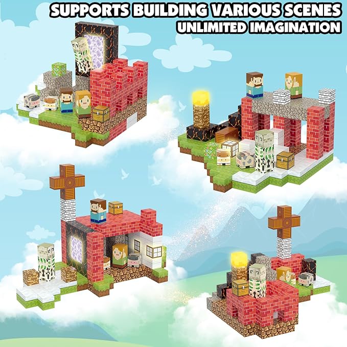 200PCS Magnetic Blocks Building Toys Set, Light Up Magnet Cubes, 3D Magnetic Building Blocks for Kids Boys Girls Ages 3+, STEM Sensory Christmas Birthday Present Construction Toys