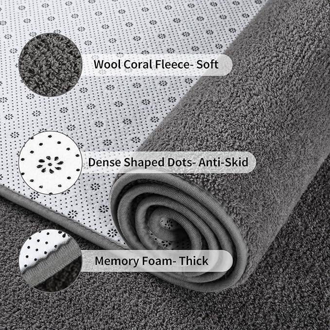 FlyDOIT Area Rugs for Bedroom Living Room, 4x6 Dark Grey Super Soft Comfy Thickened Memory-Foam Indoor Carpets, Modern Aesthetic Minimalist Carpet for Boys Girls Adults Apartment Nursery Home Décor