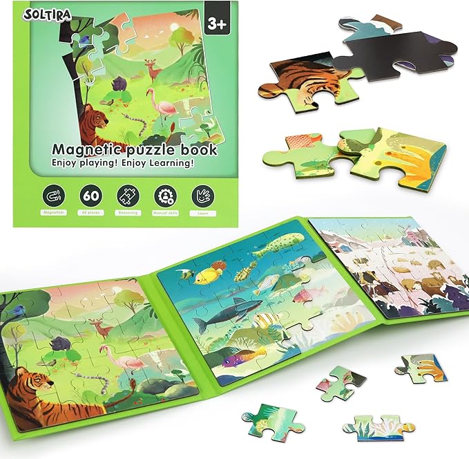 Puzzles for Kids Ages 3-5 60 Pieces Travel Puzzles for Kids Age 4-6 Animal Airplane Car Road Trip Activities Games Toys 3 4 5 6 7 8 Years Old Girls and Boys Gift