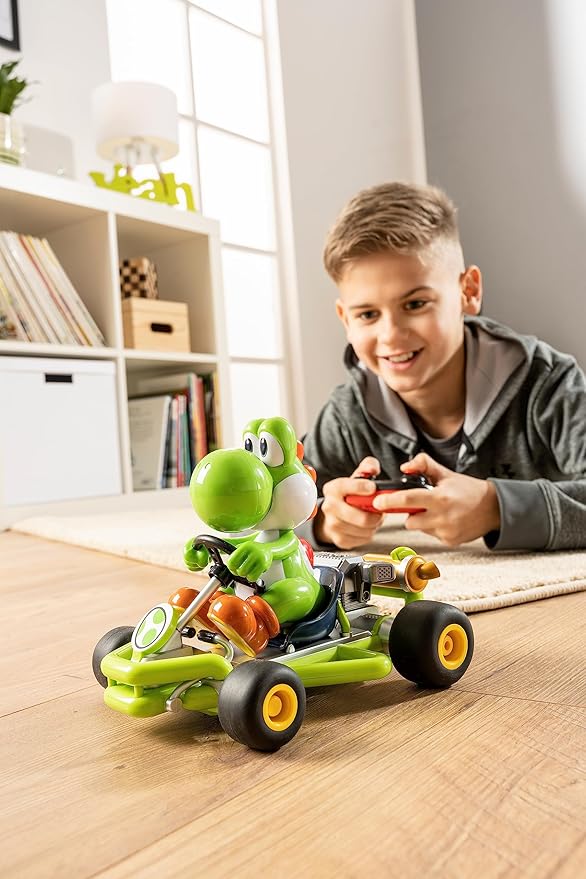 Carrera 200988 RC Official Licensed Mario Kart Pipe Kart Yoshi 1:18 Scale 2.4 GHz Remote Radio Control Car with Rechargeable LiFePO4 Battery - Kids Toys Boys/Girls