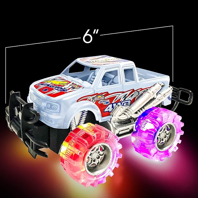 ArtCreativity Light Up Monster Trucks - 6 Inch Toy Cars for 2 Year Old Boys,- Push n Go Car Toys for Boys 3-5 Years Old,- Light Up Toys for Kids, Best Gift for Kids Age 3-6 Years Old & Up