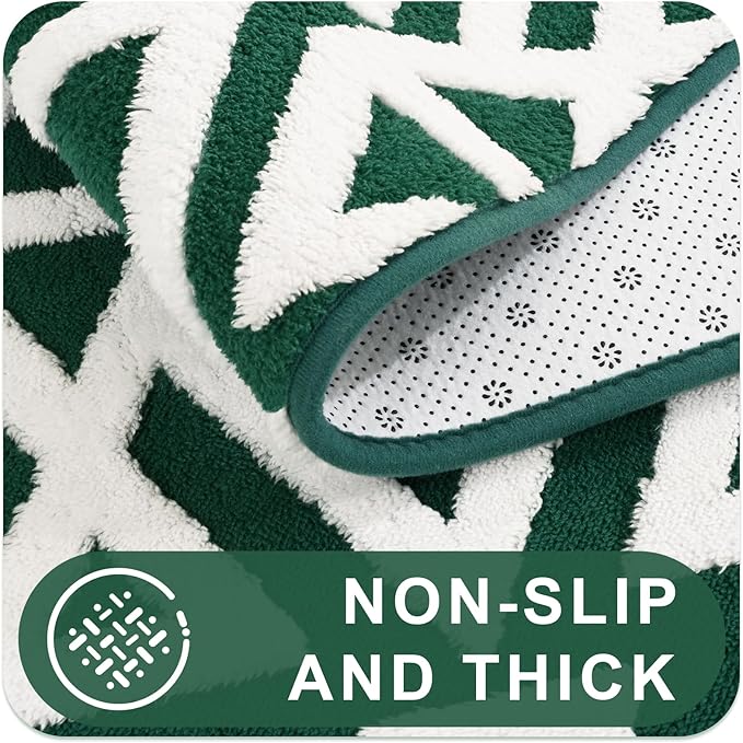 Ompaa Ultra Soft Shaggy Rugs Memory Foam Bedroom Carpet, Green and White 3x5 Feet, Plush Geometric Textured Area Rugs for Living Room Couch Dorm Bedside Kids Girls Teens Room Nursery Decor Floor Mat